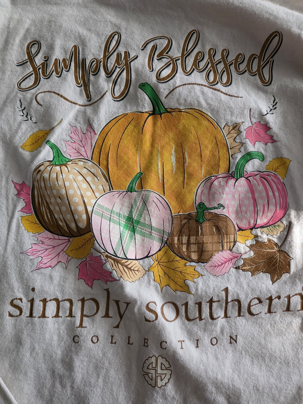 Simply Southern White 'Simply Blessed' Pumpkin Graphic Long Sleeve Tee